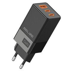 Beline Ład. siec. 2x USB-C + 1x USB 65W czarny|black (only head) PD 3.0 + QC 3.0  BLN3CB65 GaN цена и информация | Зарядные устройства для телефонов | 220.lv