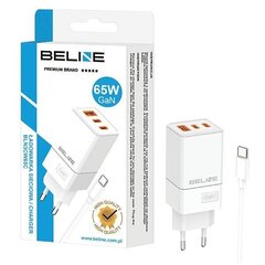 Beline Ład. siec. 2x USB-C + 1x USB 65W + kabel USB-C biały|white PD 3.0 + QC 3.0  BLN3CW65C GaN цена и информация | Зарядные устройства для телефонов | 220.lv