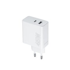 Maxlife MXTC-07-45AC PD QC charger 1x USB-C 1x USB 45W white цена и информация | Зарядные устройства для телефонов | 220.lv