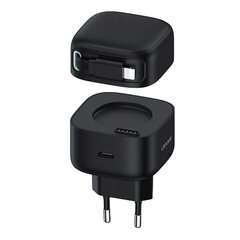 USAMS Ład. siec. 1xUSB-C ze zwijanym kablem Lighning (only head) PD+QC 35W Gan Fast Charging czarny|black XMF Series CC209TC01 (US-CC209) цена и информация | Зарядные устройства для телефонов | 220.lv