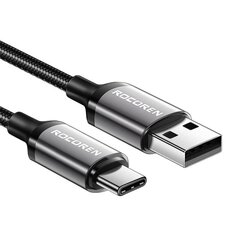 Fast Charging cable Rocoren USB-A to USB-C Retro Series 1m 3A (grey) цена и информация | Кабели для телефонов | 220.lv