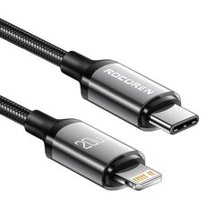 Fast Charging cable Rocoren USB-C to Lightning Retro Series 1m (grey) цена и информация | Кабели для телефонов | 220.lv