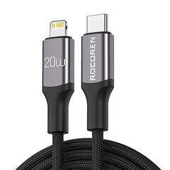 Fast Charging cable Rocoren USB-C to Lightning Retro Series 1m (grey) цена и информация | Кабели для телефонов | 220.lv