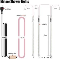 LED лампы Aneeway, метеоритный дождь, 10 шт., 50 см цена и информация | Уличное освещение | 220.lv