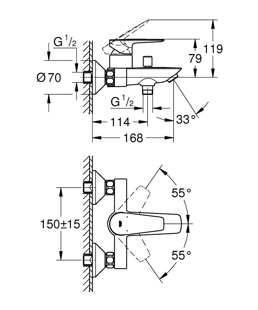 GROHE BauEdge, Vannas jaucējkrāns hromēts 23604001 cena un informācija | Jaucējkrāni | 220.lv