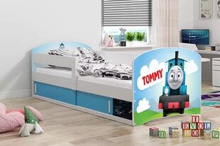 Bērnu gulta Tommy Train ar matraci un apakškastīti 160x80cm zila cena un informācija | Bērnu gultas | 220.lv
