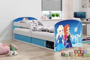 Bērnu gulta Snowy ar matraci un apakškasti, 160x80cm zila cena un informācija | Bērnu gultas | 220.lv