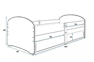 Bērnu gulta "Racer" ar matraci un atvilktnēm 160x80cm balta cena un informācija | Bērnu gultas | 220.lv