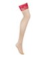 Zeķes sievietēm Obsessive Lacelove Stockings, bēšas/sarkanas цена и информация | Zeķubikses | 220.lv