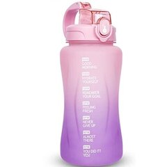 Бутылка для воды с соломинкой фитнес-бидон 2 л с мотивационной надписью цена и информация | Фляги для воды | 220.lv