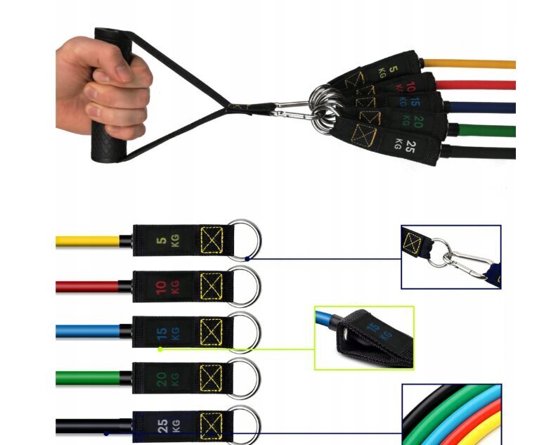 Pretestības gumiju komplekts, dažādas krāsas cena un informācija | Fitnesa gumijas, gredzeni | 220.lv