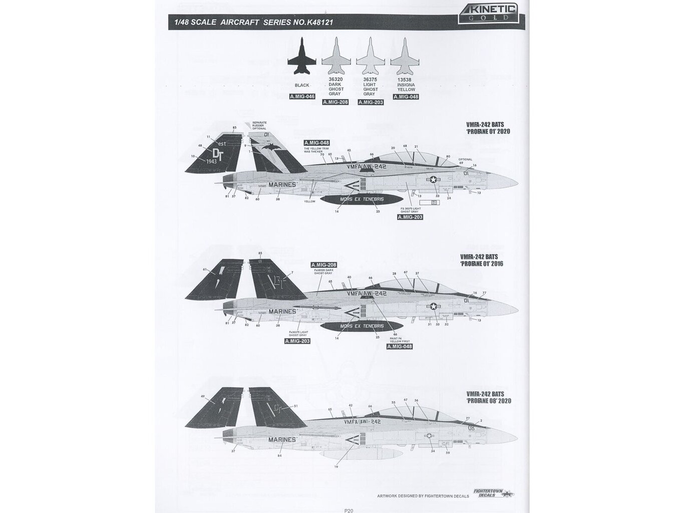 ModelisC Kinetic McDonnell Douglas F/A-18D Hornet VMFA(AW)-242 "Bats", 1/48, 48121 цена и информация | Konstruktori | 220.lv