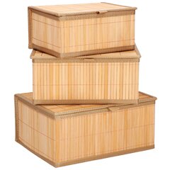 Bambusa kastītes, 3 gab. cena un informācija | Veļas grozi un mantu uzglabāšanas kastes | 220.lv