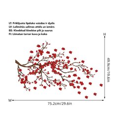 Salona uzlīme Sarkana sakura cena un informācija | Dekoratīvās uzlīmes | 220.lv