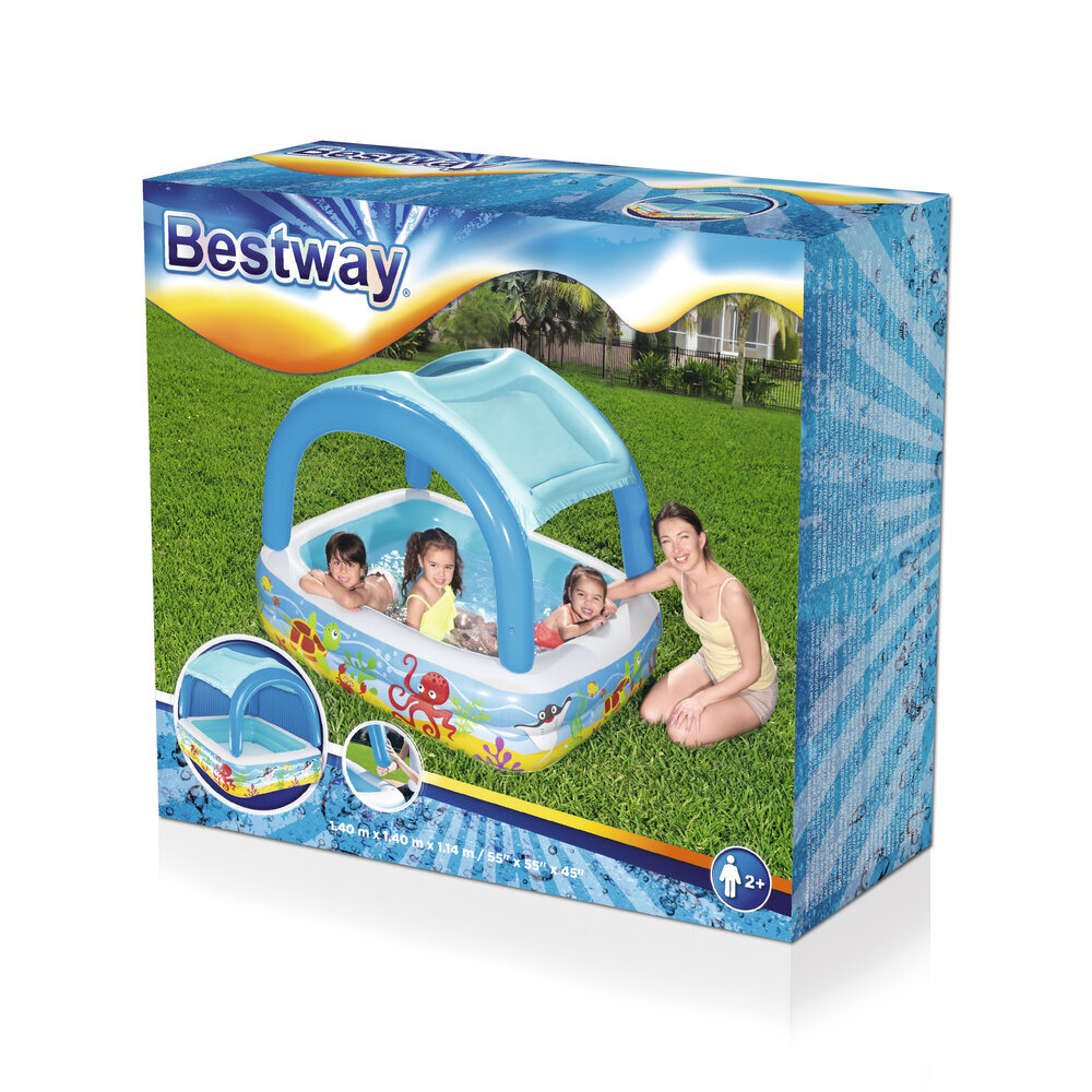 Piepūšamais bērnu baseins ar nojumi Bestway 52192, 140x140x114 cm цена и информация | Baseini | 220.lv