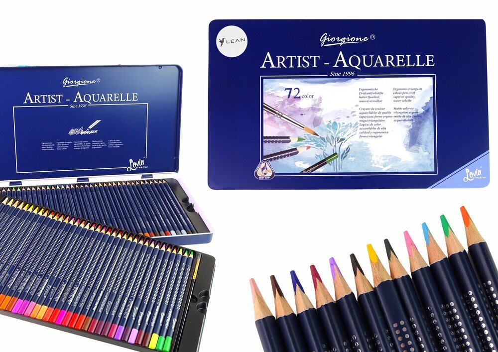 Akvareļkrāsas krītiņu komplekts metāla futrālī, 72 gab., zils цена и информация | Modelēšanas un zīmēšanas piederumi | 220.lv