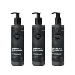 Šampūns un dušas želeja Organic Shop 2 in 1 Blackwood/Mint, 3x280 ml cena un informācija | Šampūni | 220.lv