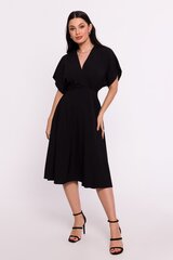 B238 Платье с высоким воротником и карманами - черное цена и информация | Платья | 220.lv