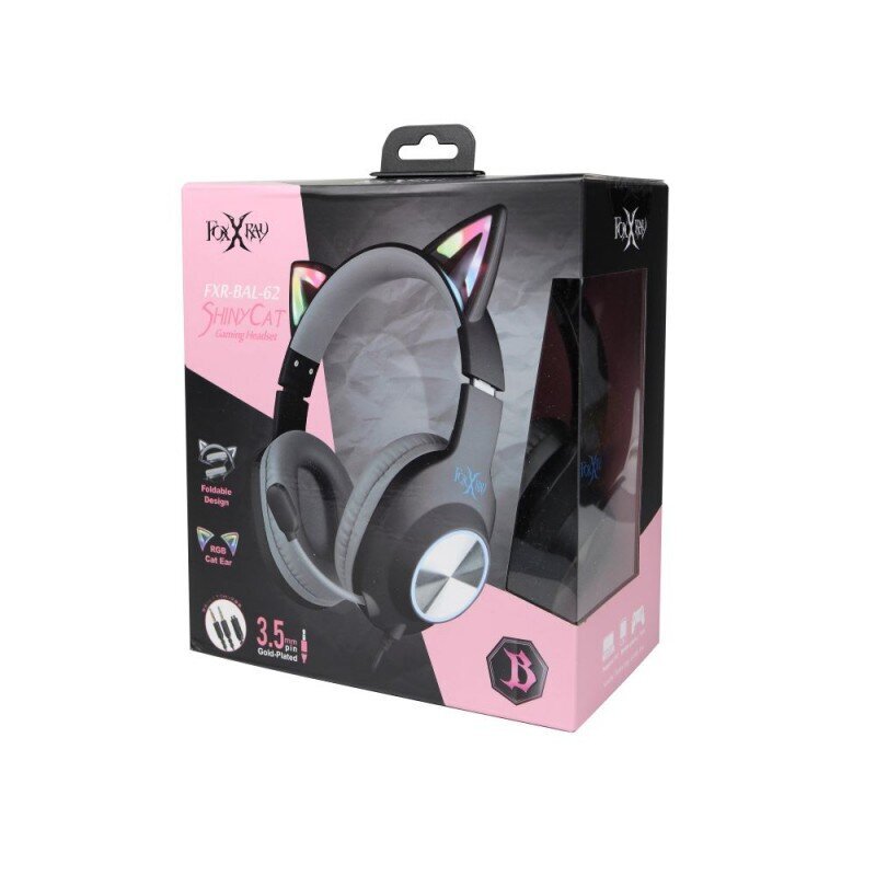 Foxxray ShinyCat Gaming Headset Wired Black/Grey cena un informācija | Austiņas | 220.lv