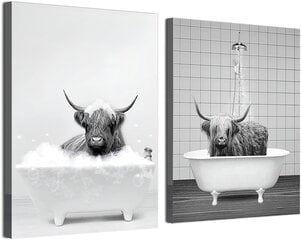Палакат на холсте "Бизон в бане", 50х70см 2 шт. цена и информация | Картины | 220.lv