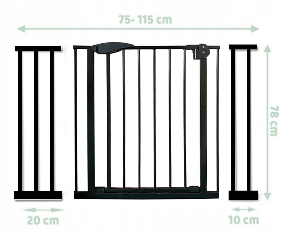 Vārtu drošības margas kāpnēm un durvīm, melnas cena un informācija | Bērnu drošības preces | 220.lv
