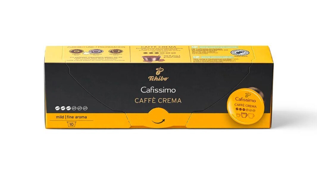 Tchibo kafijas kapsulas Cafissimo Caffe Crema Mild Fine aroma, 10 gab. cena un informācija | Kafija, kakao | 220.lv