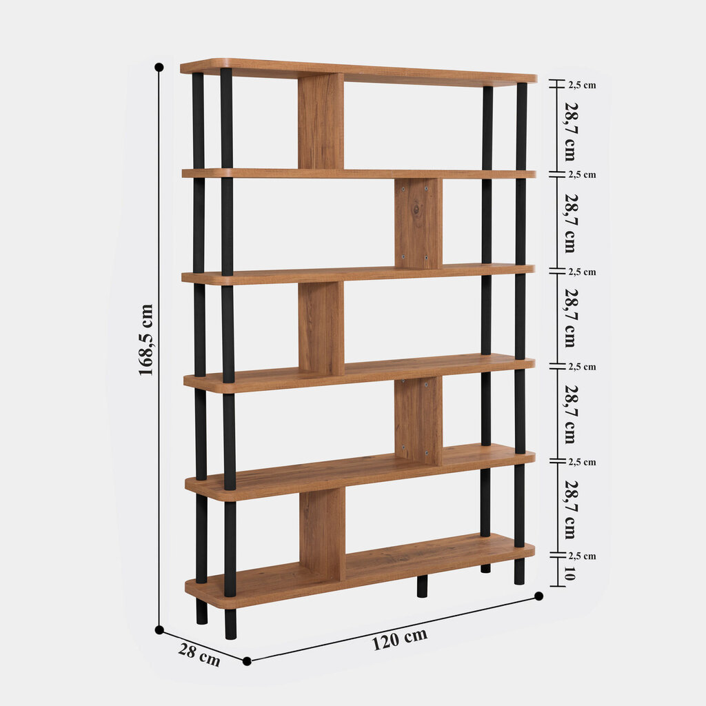 Grāmatu plaukts Meta, brūns/melns цена и информация | Plaukti | 220.lv