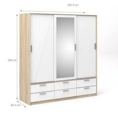 Skapis Aatrium Line, 181x60x200 cm, balts/brūns cena un informācija | Skapji | 220.lv