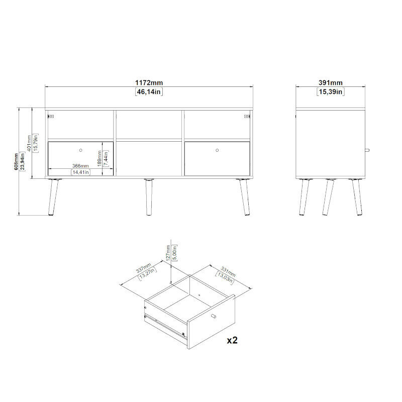 TV galdiņš Aatrium Bodo, 117x39x61 cm, balts cena un informācija | TV galdiņi | 220.lv