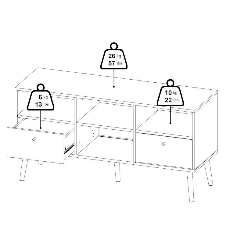 TV galdiņš Aatrium Bodo, 117x39x61 cm, balts cena un informācija | TV galdiņi | 220.lv