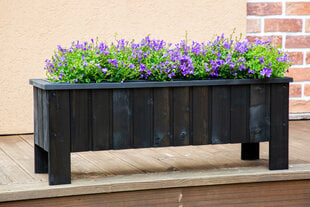 Деревянный цветочный ящик 865x245x320 черный цена и информация | Ящики для балкона | 220.lv