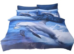 Комплект постельного белья Milano, 200x220см, 4 части, синий с дельфином цена и информация | Постельное белье | 220.lv