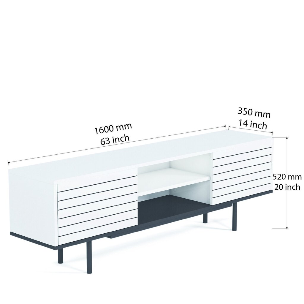 TV galdiņš Kalune Design Colosseo, balts /melns cena un informācija | TV galdiņi | 220.lv