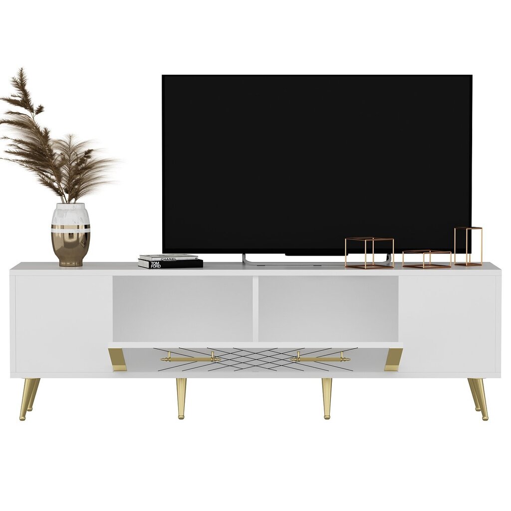 TV galds Kalune Design Detas, balts/zelta цена и информация | TV galdiņi | 220.lv