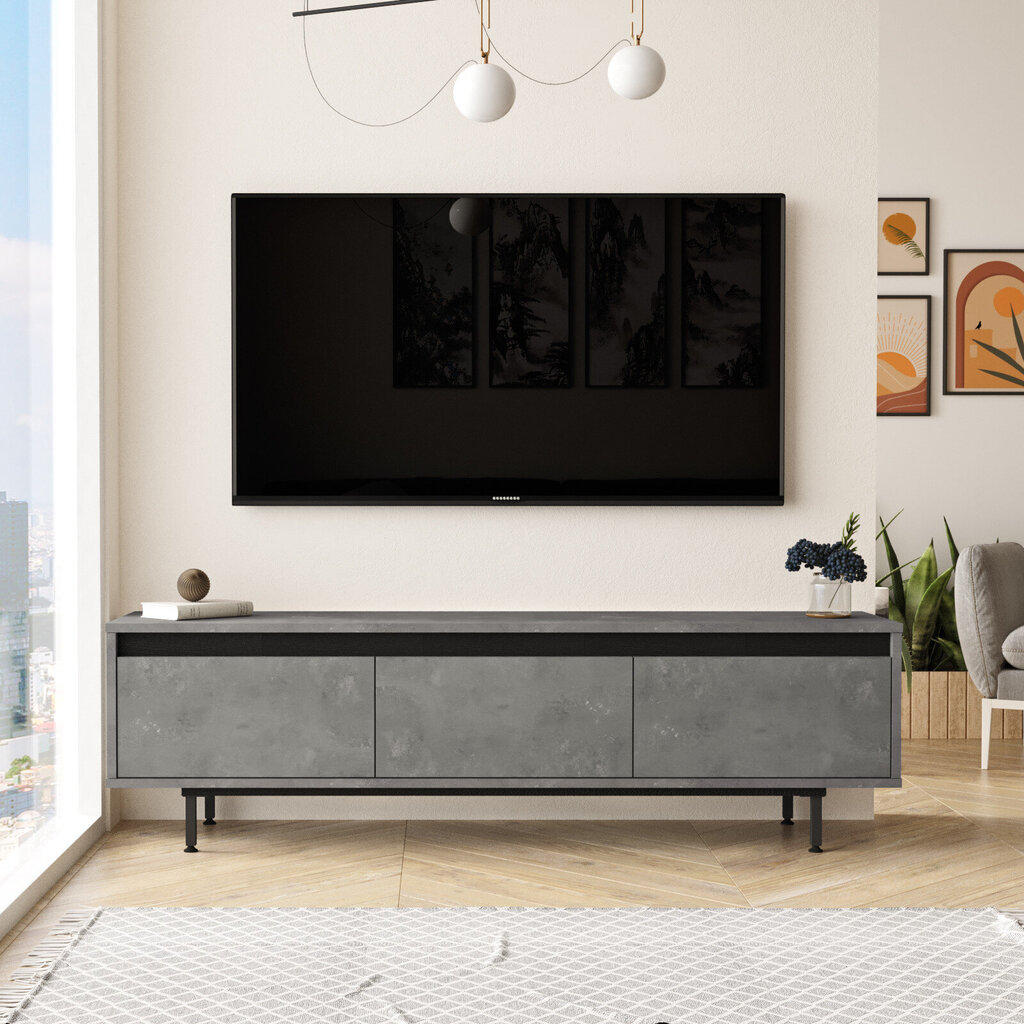 TV galdiņš Kalune Design LV1-RL, sudraba/melns cena un informācija | TV galdiņi | 220.lv