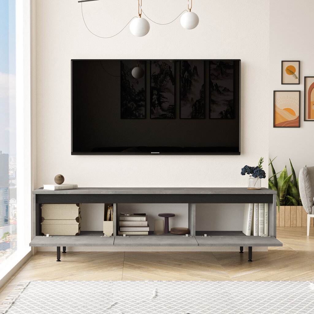 TV galdiņš Kalune Design LV1-RL, sudraba/melns cena un informācija | TV galdiņi | 220.lv