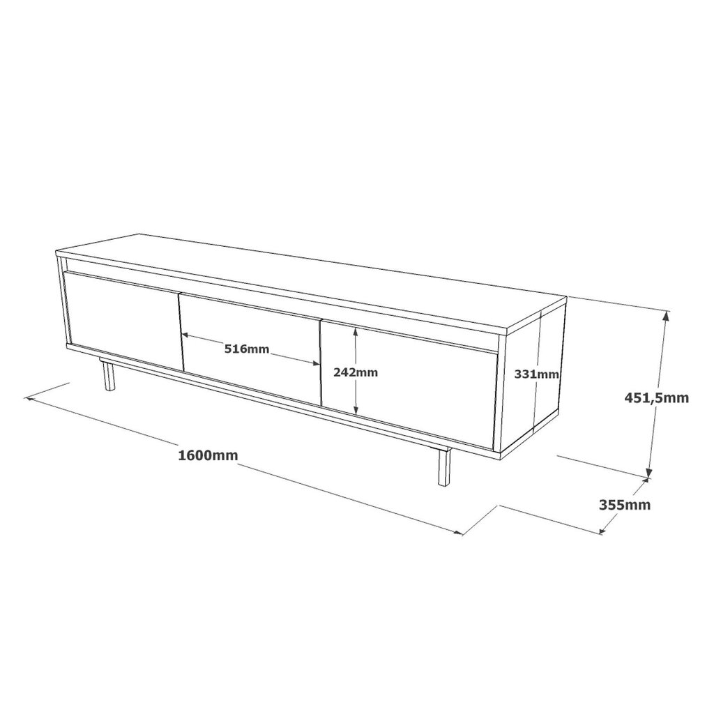 TV galdiņš Kalune Design LV1-RL, sudraba/melns cena un informācija | TV galdiņi | 220.lv