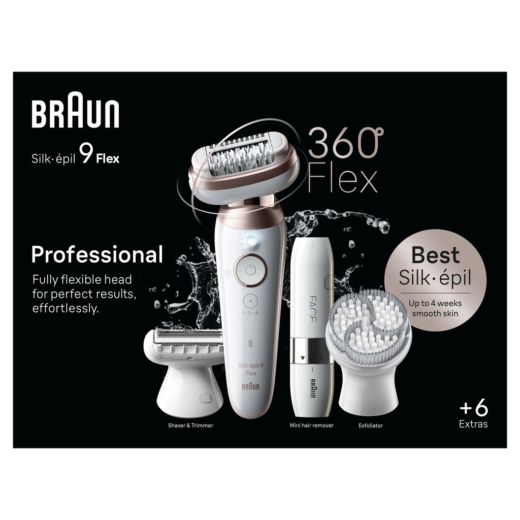 Braun SES9-360 3D Silk-Epil 9 Flex + Braun Mini Face cena un informācija | Epilatori | 220.lv