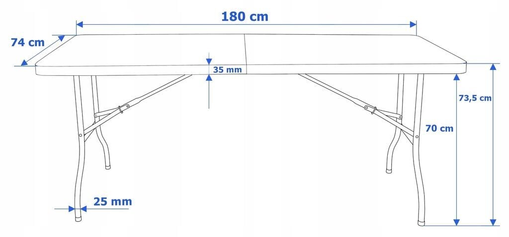 Saliekamais āra galds Fluxar S211, 180x75 cm, melns cena un informācija | Dārza galdi | 220.lv