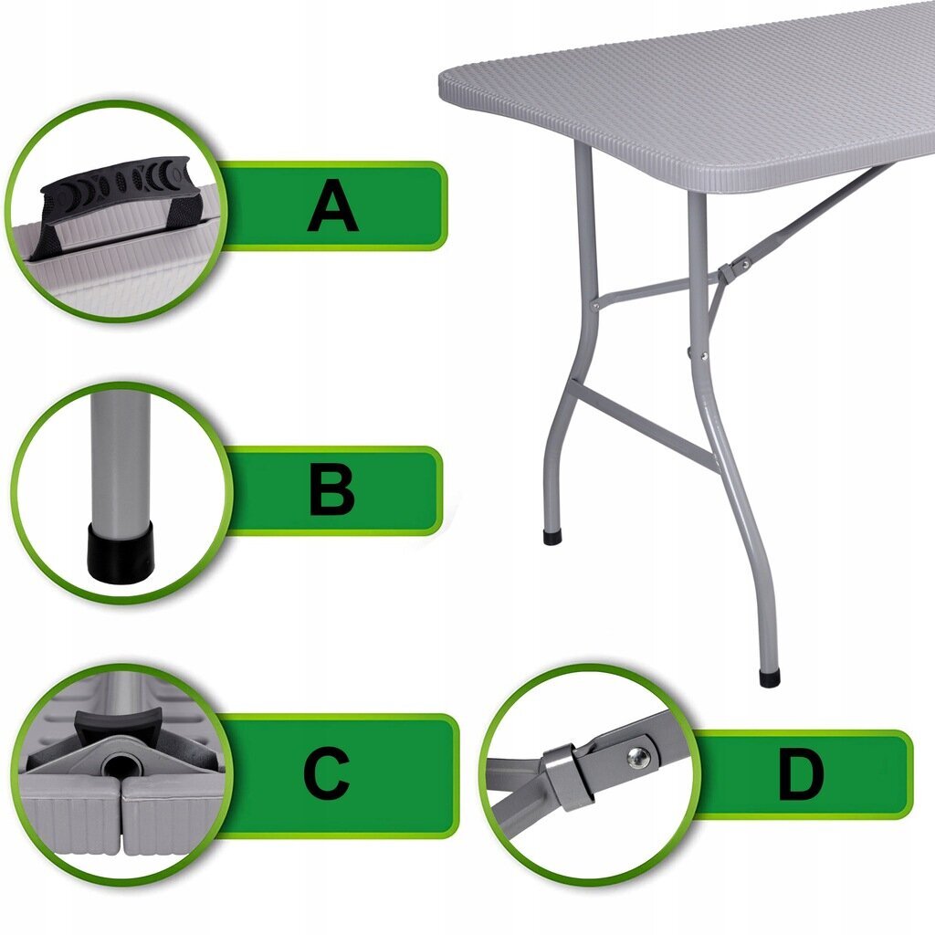 Saliekamais āra galds Fluxar S212, 180 cm, pelēks cena un informācija | Dārza galdi | 220.lv