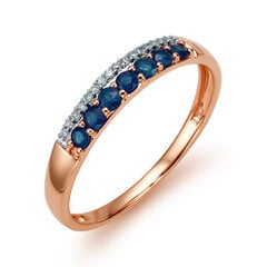 Золотое кольцо с бриллиантами и сапфирами Brasco 58459 58459-17 цена и информация | Кольца | 220.lv