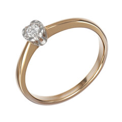 Золотое кольцо с бриллиантом Brasco 56195 56195-17.5 цена и информация | Кольца | 220.lv
