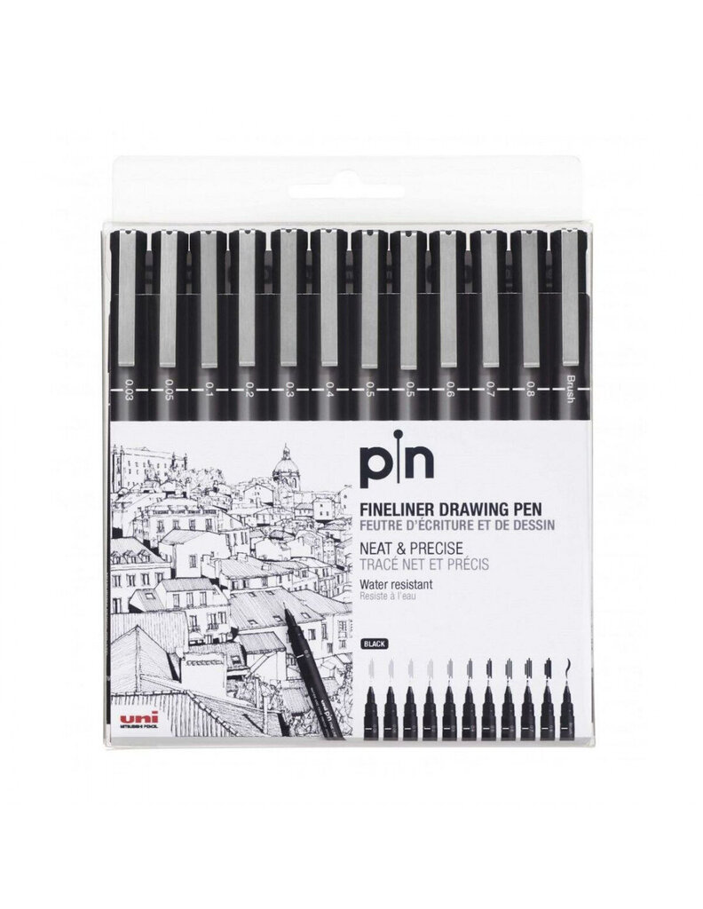 Marķieru komplekts Uni-Ball Mitsubishi Pencil PIN, 12 gab. cena un informācija | Modelēšanas un zīmēšanas piederumi | 220.lv