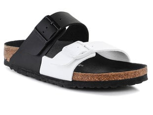 Iešļūcenes sievietēm Birkenstock Arizona, melnas/baltas цена и информация | Шлепанцы, тапочки для женщин | 220.lv