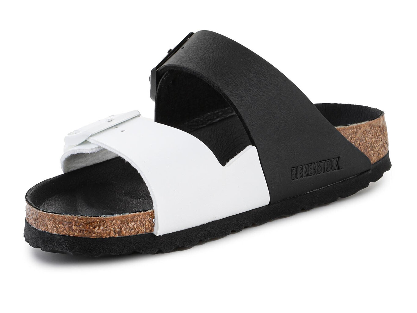 Iešļūcenes sievietēm Birkenstock Arizona, melnas/baltas cena un informācija | Iešļūcenes, čības sievietēm | 220.lv