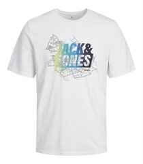 Jack & Jones vīriešu T-krekls 12257908*02, balts 5715519929432 cena un informācija | Vīriešu T-krekli | 220.lv