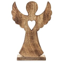 Koka eņģeļa figūriņa ar sirdi, 36 cm cena un informācija | Interjera priekšmeti | 220.lv