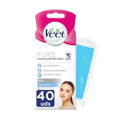 Депиляционные полоски для лица Veet Pure Чувствительная кожа (40 штук) цена и информация | Средства для депиляции | 220.lv