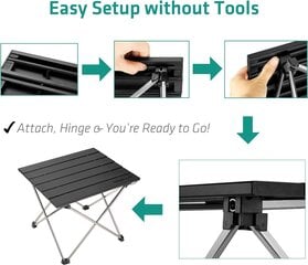 Складной стол для кемпинга Trekology, 40x40x32 см, чёрный цена и информация | Столы для сада | 220.lv