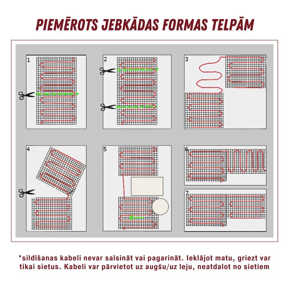 Apsildes paklājs Ryxon™ HM-200-1.5, 1.5 m², 300 W cena un informācija | Siltās grīdas | 220.lv